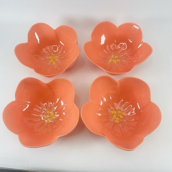Spritz Melamine Colorful Coral Floral Tulip Bowls Dishwasher Safe Lot of 4 - Picture 2 of 10